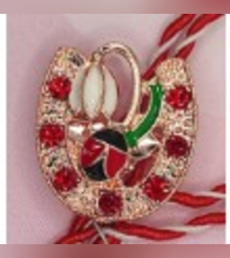 Martisor Brosa Mica in Cutie, Dimensiune Brosa 2.5-3 cm, Material Metal, Model Potcoava Buburuza Ghiocel