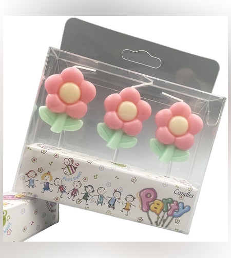 Set 3 Lumanari, Flippy, Tema Flori, Model 2, din Parafina, Multicolor