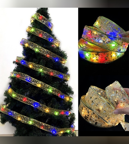 Panglică LED de Crăciun Flippy Aurie, lungime 4 m , 40 LED-uri, Baterii, Multicolor