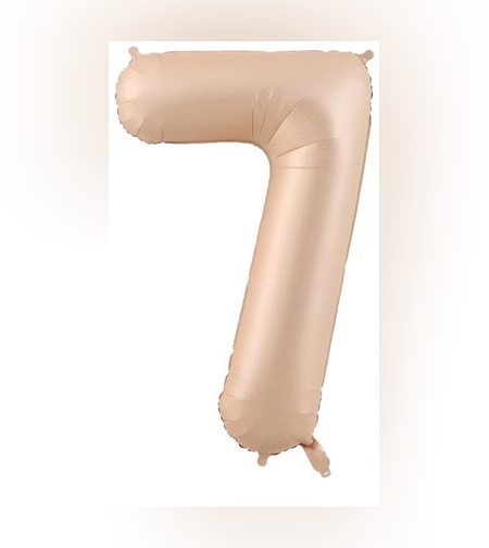 Balon din Folie Metalizata, Flippy, Figurina Cifra, Model 7, Tema Aniversare 100 cm, Ambalaj Individual, Pai Inclus, Umflare cu Aer sau Heliu, Crem