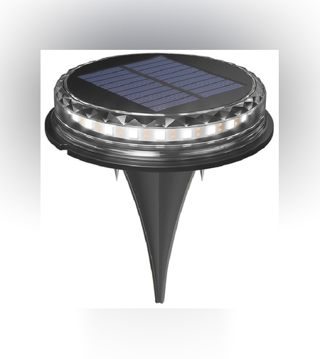 Lampa solara LED tip spot pentru gradina Flippy, 8 LED-uri, material ABS si Policarbonat, baterie 1.2V, 600mah, 12 x 13.5 cm, alb rece