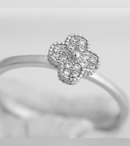 Inel din Argint 925, Trifoi cu Pietre, marimea 57