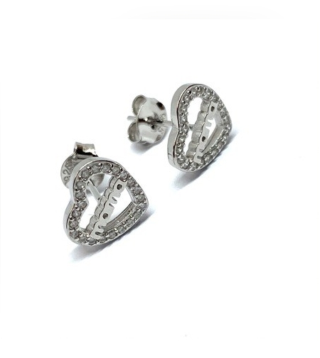 Cercei din Argint 925 Jolie Silver, Model Inimi cu Mama, 12 x 12 mm, 2.8 g