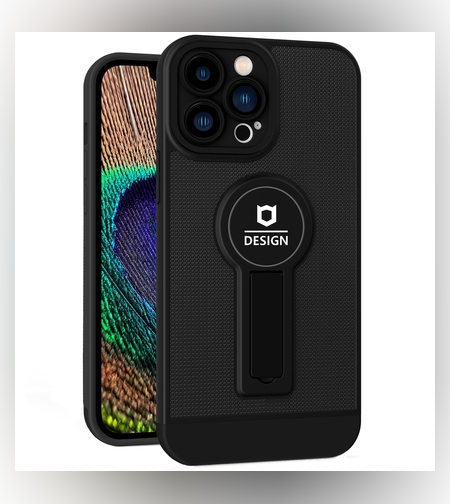 Husa Armor Design cu Stand pentru iPhone 13 Pro Max, Negru, Suport Auto Magnetic, Wireless Charge, Protectie Antisoc, Flippy