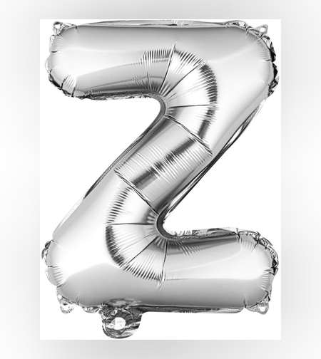 Balon Folie Metalizata Litera Z, Flippy, 80 cm, Umflati cu Heliu sau Aer, Ambalaj Individual, Pai inclus, Argintiu
