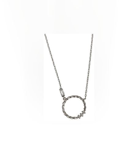 Colier Argint 925, Cerc Rasucit cu Zirconii 41 cm
