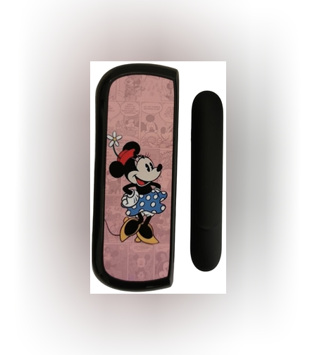 Set Husa Si Capac Plastic Flippy, pentru IQOS Iluma, de Protectie, Capac Magnetic, Anti Soc si Zgarieturi, 20 gr, 12 x 4 x 2.5 cm, Model Minnie Mouse, Roz