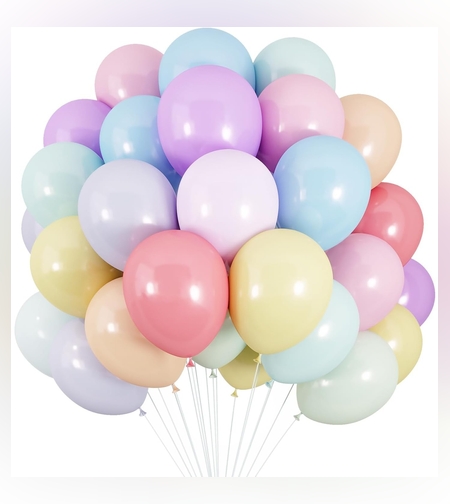 Set 25 Baloane din Latex, Flippy, Model Party, 13 cm, Multicolore, Culori Pale, 1 g