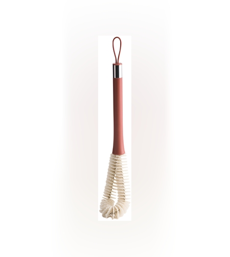 Perie de Curatat Pahare, Sticle, Biberoane, Flippy, cu Maner Lung, Uz Casnic, Silicon, Ergonomic, 3.9x5.4x38.5cm, Rosu