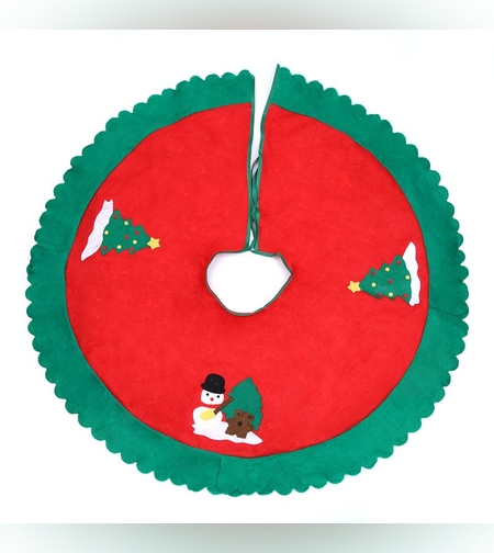 Covoras pentru bradul de Craciun Flippy, lana, rosu/verde, 90 cm