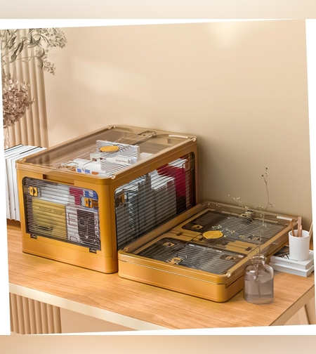 Cutie de depozitare pliabila, Flippy, Cu capac, 29 L, Plastic, 40.5x29x24.5 cm, Portocaliu