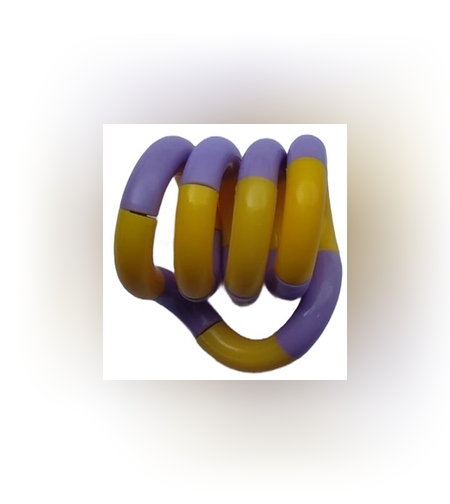 Jucarie Senzoriala Antistres, Flippy, Fidget Twist, cu Miscari Infinite de Decompresie, 2 Culori, Galben/Mov, + 3 ani