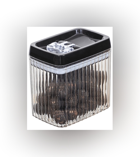 Recipient din Plastic, Flippy, pentru Alimente/Obiecte, Inchidere Ermetica, Textura Ondulata, 15 x 10 x 15.5 cm, 1.5 l, Transparent