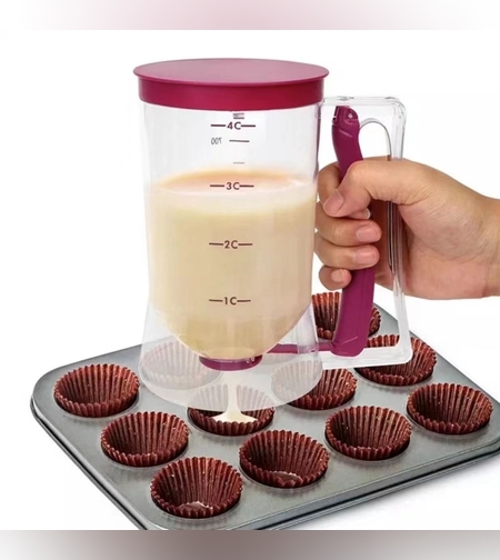 Dispenser de Aluat pentru Prajituri, Flippy, din Plastic, Maner cu Arc, 900 ml, 18.5 x 11 cm, Rosu