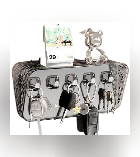 Raft de Depozitare cu Carlig, Flippy, Pentru Chei, Bijuterii, 20.3 x 4.6 x 10.3 cm, Gri