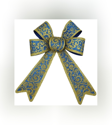 Funda pentru brad, Albastra, model spiralat, cu margini aurii, 15 x 23 cm, PVC, Flippy