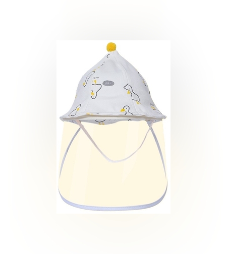 Palarie de Protectie pentru Bebelusi, Flippy, Model Ratuste, Pescareasca, de Primavara si Toamna, cu Masca si Fermoar, 45 cm, pentru 3-6 Luni, Alb