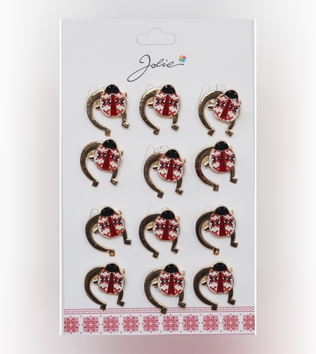 Set 12 Brose Martisor Primavara Buburuza cu Motiv Traditional in Potcoava