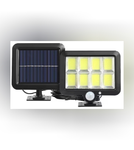 Lampa Solara LED 160 COB, Flippy, 8 Grile, Senzor de Lumina si Miscare, Lungime Cablu 4.6 m, Lumina Alba