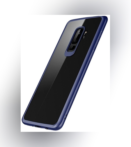 Husa Samsung Galaxy S9 Tpu Transparent cu margini colorate albastru