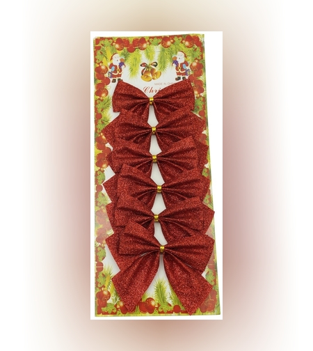 Set 6 fundite pentru brad, Rosii, clasice, cu sclipici, 8 x 9 cm, din poliester, Flippy