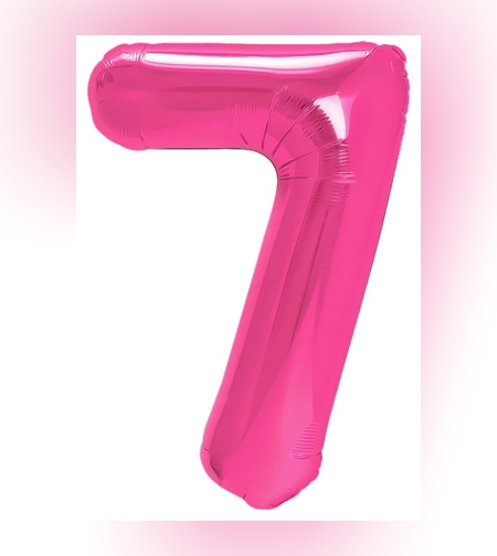 Balon din Folie Metalizata, Flippy, Figurina Cifra, Model 7, Tema Aniversare 100 cm, Ambalaj Individual, Pai Inclus, Umflare cu Aer sau Heliu, Roz