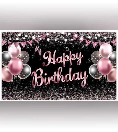 Banner Tip Fundal pentru Poze, Flippy, din Panza, 185 x 110 cm, Sfoara 6 m, Prindere in 4 Colturi, Negru/Roz