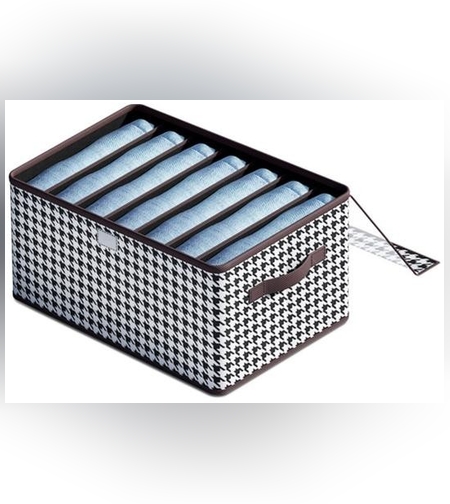 Cutie Depozitare, Flippy, Capac Transparent, Model In Carouri, Model Mediu, Maro