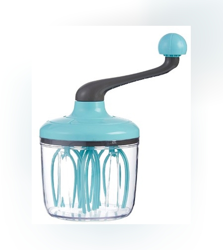 Mixer Manual, Flippy, pentru Oua Smantana Frisca Aluat, Maner Plastic, Usor de Utilizat si Depozitat, Bol Transparent, 24.5 x 11.5 cm Verde