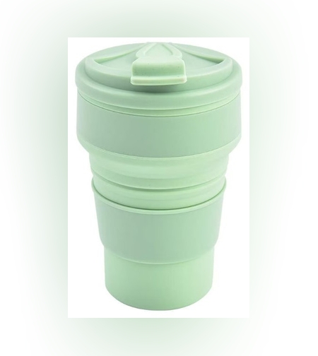 Pahar pliabil din silicon Flippy, pentru calatorii, camping, 500 ml, verde
