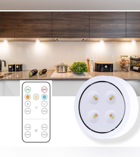 Lampa Led Flippy, Fara Fir, cu Baterii, 3 Culori de Lumina, cu Telecomanda, din Plastic, Alb