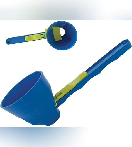 Lingura Gradata, Flippy, Tip Palnie, din Plastic, Coada Lunga, 8 x 8 x 3 cm, Albastru/Verde