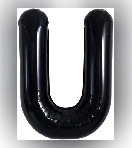 Balon Folie Metalizata Litera U, Flippy, 40 cm, Umflati cu Heliu sau Aer, Ambalaj Individual, Pai inclus, Negru