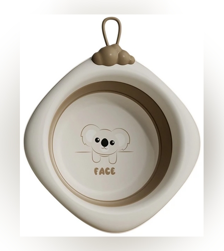 Cada Pliabila pentru Baie pentru Copii, Flippy, Cadita pentru Bebelusi, Model Romb pentru Fata Koala, Maro, 30x30x3.5 cm, 4L