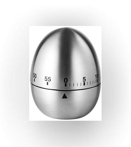 Cronometru de Bucatarie, Flippy, Mecanic, Forma de Ou, din Otel Inoxidabil, 60 min Timer, 8 x 6 cm, Argintiu