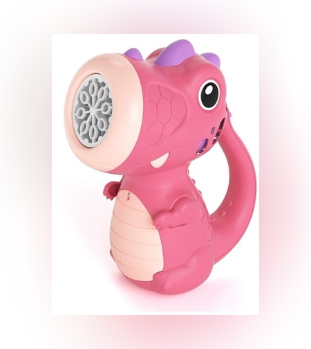Jucarie Interactiva pentru Baloane de Sapun, Flippy, Sunete si Lumini, Model Dinozaur, cu 8 Orificii, 15 x 8.5 x 18.5, Roz