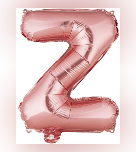 Balon Folie Metalizata Litera Z, Flippy, 40 cm, Umflati cu Heliu sau Aer, Ambalaj Individual, Pai inclus, Rose Gold