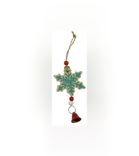 Ornament de brad fulg de nea, Flippy, multicolor, lemn, 18 cm