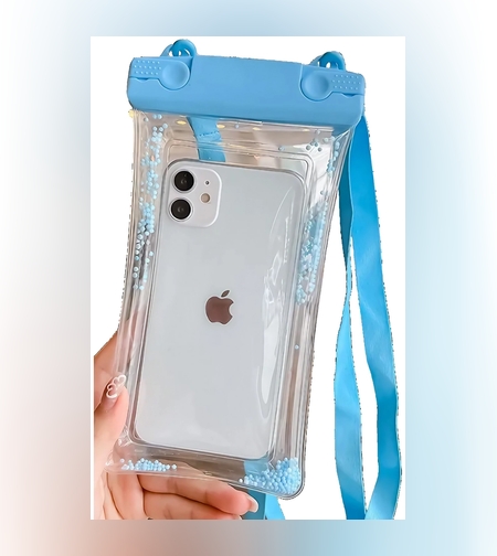 Husa subacvatica Waterproof Flippy, Snowproof, Universala, Senzoriala, cu Snur, pentru telefon sau documente, Bleu