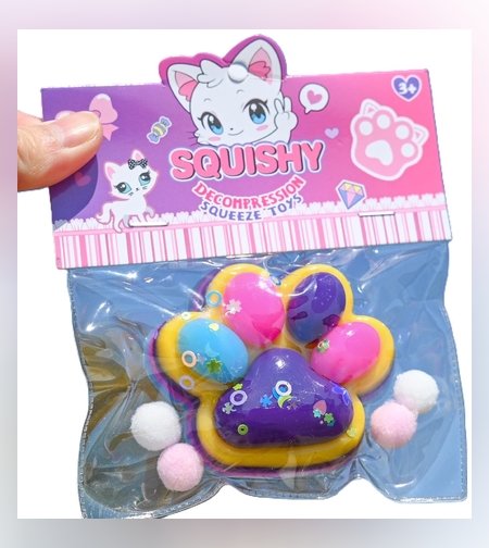 Jucarie Antistres Squishy, Flippy, Labuta de Pisica Squeeze Toys, cu Revenire Lenta, 7.5 cm, Model 270514, Multicolor