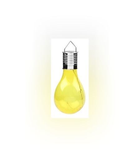 Lampa Solara LED Decorativa sub forma de Bulb, pentru exterior, suspendata, IP65, Ultron Galben, Flippy