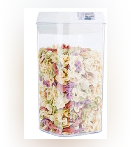 Cutie de Depozitare Alimente, Flippy, Cutie de Depozitare tip Container pentru Bucatarie, cu Capac, Inchidere Ermetica, Cutie pentru Cereale, 20.5 x 10 x 10 cm, volum 1.2 L, Alb