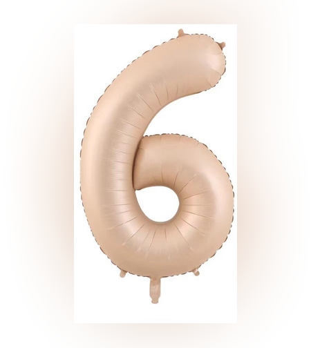 Balon din Folie Metalizata, Flippy, Figurina Cifra, Model 6, Tema Aniversare 100 cm, Ambalaj Individual, Pai Inclus, Umflare cu Aer sau Heliu, Crem