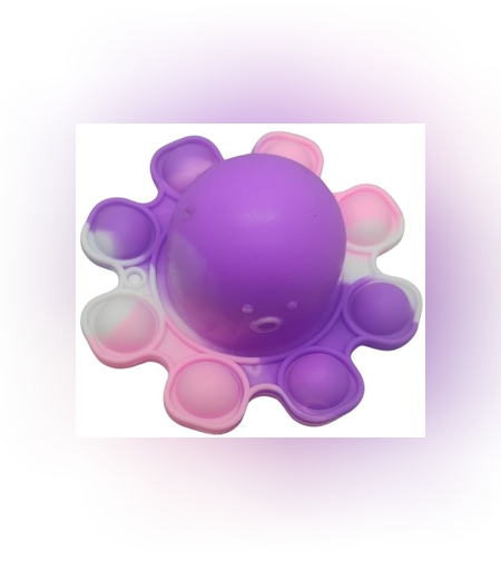 Jucarie Antistres, Flippy, Tip Pop It, Caracatita Reversibila, din Silicon, 20 x 10 cm, Mov