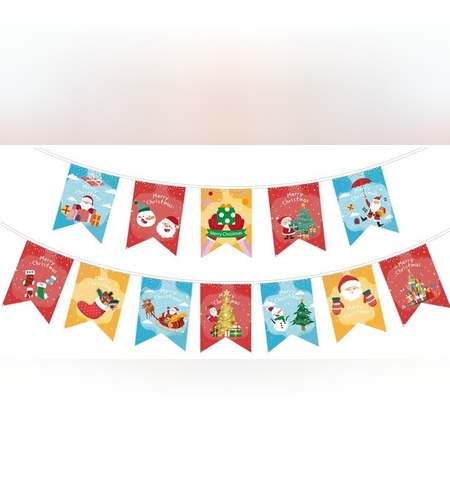 Decoratiune de Craciun, Flippy, Tip Banner, 12 Piese, pentru Usa sau Perete, Multicolor, Sfoara Inclusa, Model B
