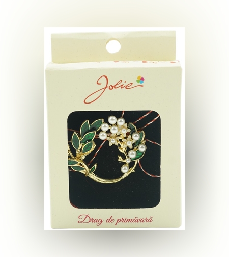 Brosa Multicolora Coronita cu Perle