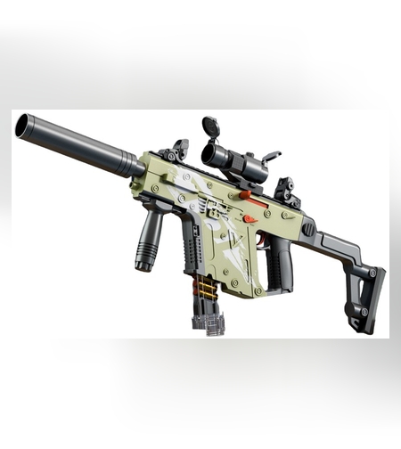 Pusca de Jucarie Cameleon Ultrarealista, Flippy, cu Luneta, 20 de Proiectile din Spuma Moale, 10 Cartuse, 80 cm, 8 ani+, Verde