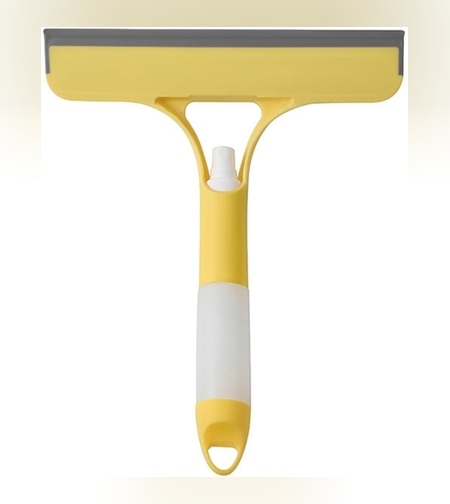 Racleta de Curatare 3 in 1, Flippy, Multifunctional, Pentru Casa si Masina, Pulverizator de Spray, Racleta din Silicon si Burete, 21.5 x 25.7 cm, Galben