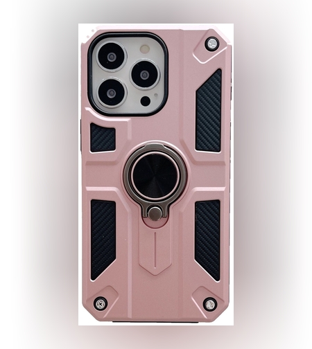 Husa protectie Flippy compatibila cu Apple iPhone 13 Mini Defender Model 5 cu suport prindere inel,Roz Auriu