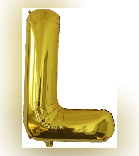 Balon Folie Metalizata Litera L, Flippy, 80 cm, Umflati cu Heliu sau Aer, Ambalaj Individual, Pai inclus, Auriu
